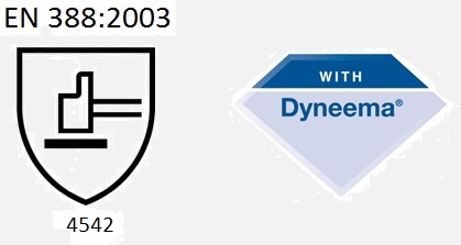 EN 388:2003 / 4542. With Dyneema®